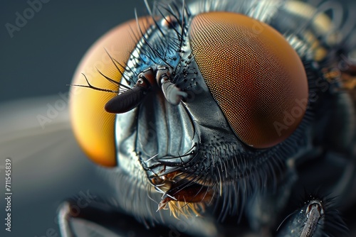 A detailed close-up view of a fly's face. Perfect for educational purposes or scientific presentations © Fotograf