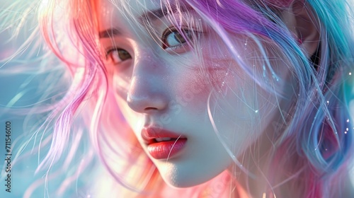 A close-up shot of a person showcasing their vibrant and colorful hair. Perfect for fashion, beauty, and lifestyle themes