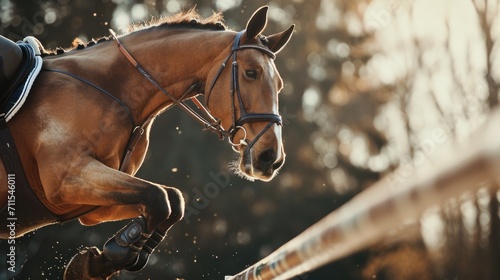 Foto A person riding a horse jumping over an obstacle