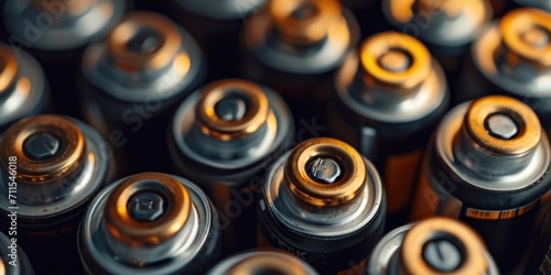 A close up view of a bunch of batteries. Versatile image that can be used in various contexts
