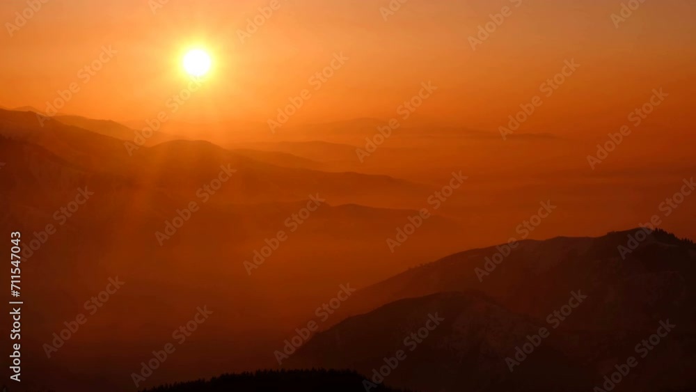 Magical atmosphere of a mountain valley at sunset Magical atmosphere of a mountain valley at sunset