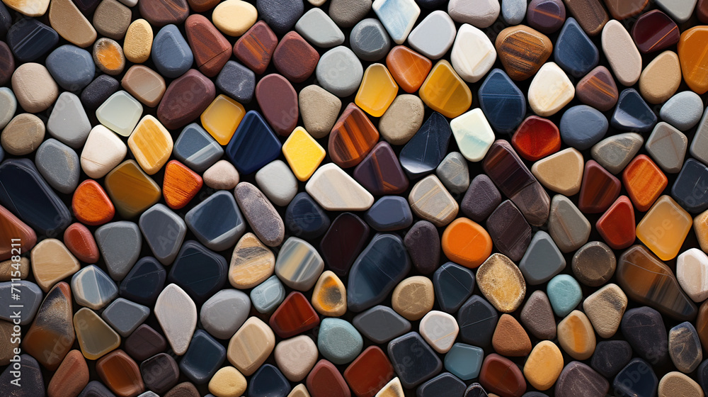 A collection of colorful stones arranged in a geometric pattern, creating a sense of order and harmony Ai Generative A collection of colorful stones arranged in a geometric pattern, creating a sense of order and harmony Ai Generative