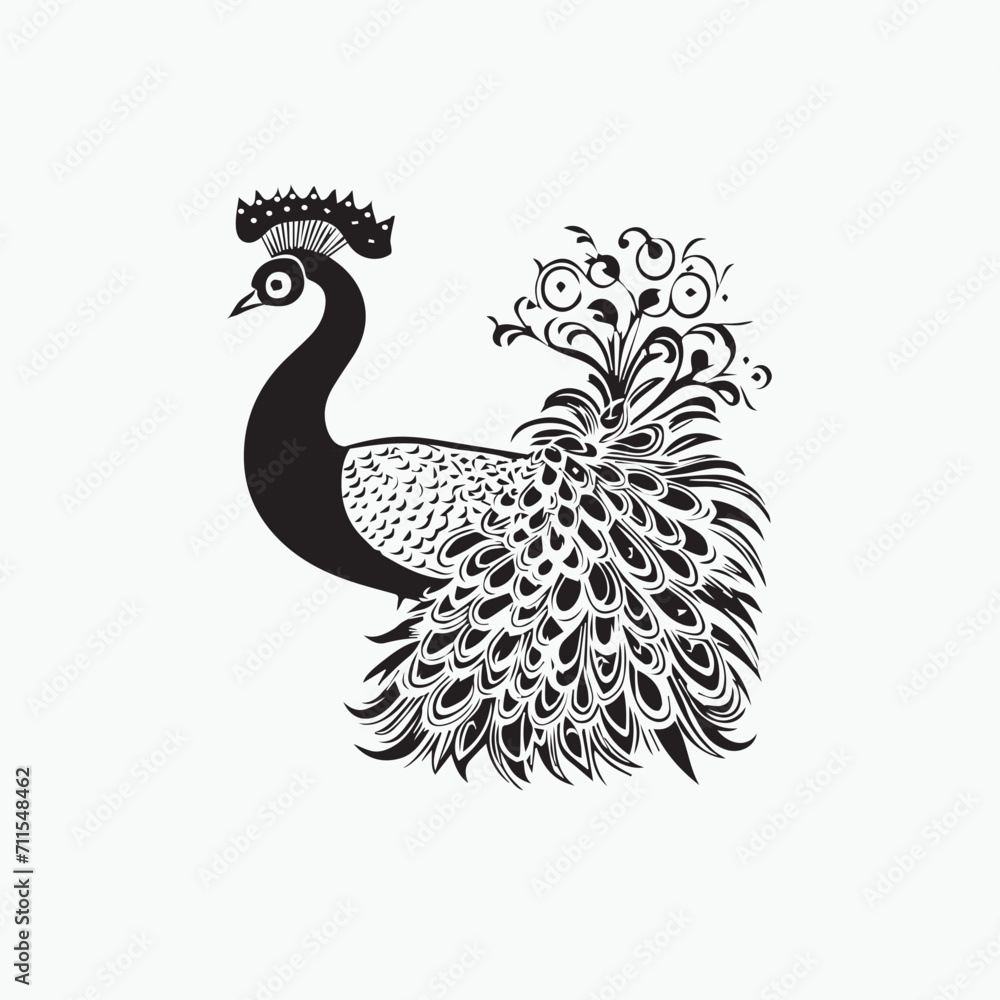 Fototapeta premium hand drawn illustration of a peacock vector