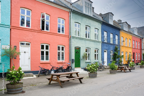 Colorful street of the Old Town of Copenhagen, Denmark photo