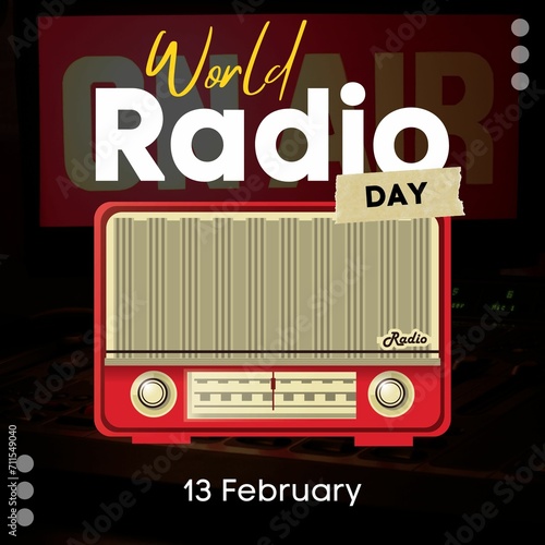Happy World Radio Day Banner  Vector Illustration with Greeting and Ample Copy Space