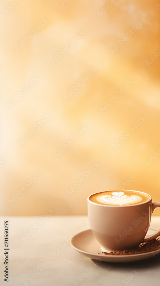 Coffee cup on beige neutral background. Space for text Coffee cup on beige neutral background. Space for text