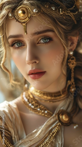 Woman in the Goddess Ancient Greece Beauty Style - Beautiful Goddess Girl Background created with Generative AI Technology