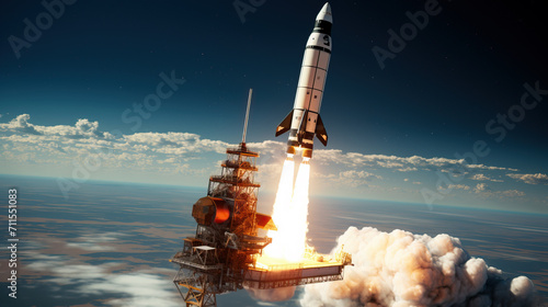 Launching of a space rocket created with Generative AI technology