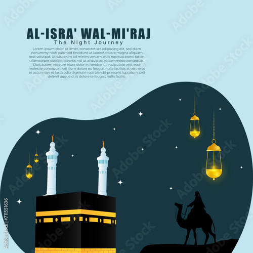 Vector illustration of Al Isra Wal Miraj social media feed template