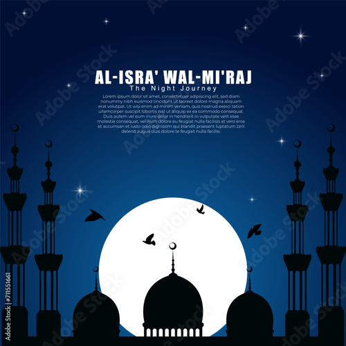 Vector illustration of Al Isra Wal Miraj social media feed template