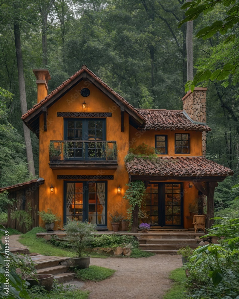 Cozy Woodland Cabin at Dusk