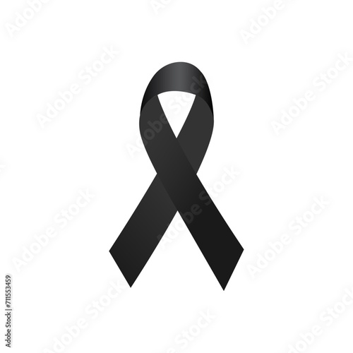 Symbol awareness ribbon on black mourning badge