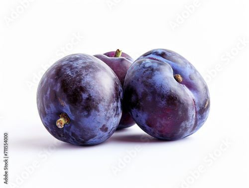 Prune fruit isolated on white background. Minimalist style. 