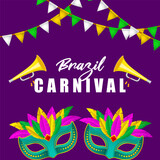 Vector illustration of Carnival in Rio de Janeiro social media feed template