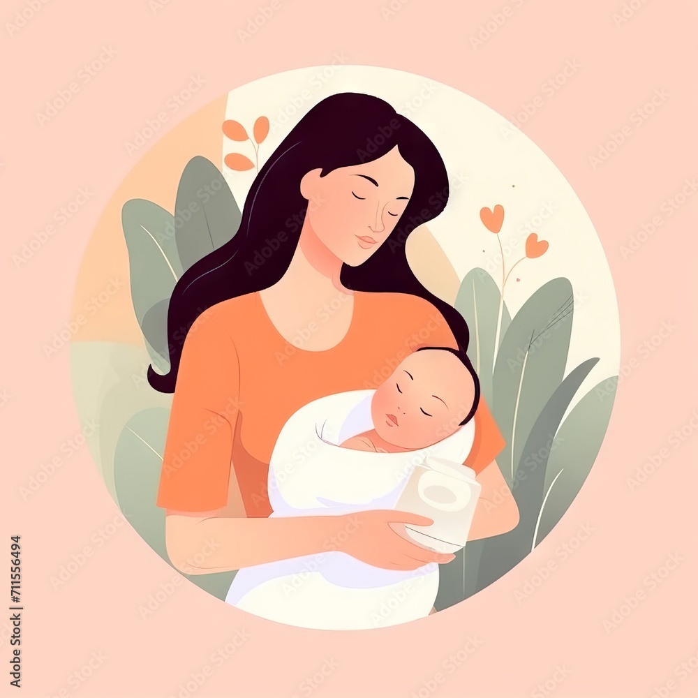 Mom and newborn baby in their arms near the window in the sunlight. Concept: parental feeling, upbringing and caring for children.
Mom and newborn baby in their arms near the window in the sunlight. Concept: parental feeling, upbringing and caring for children.