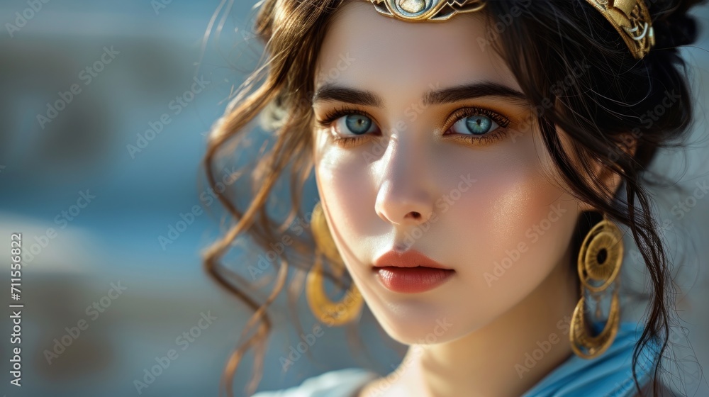 Fototapeta premium Woman in the Goddess Ancient Greece Beauty Style - Beautiful Goddess Girl Background created with Generative AI Technology