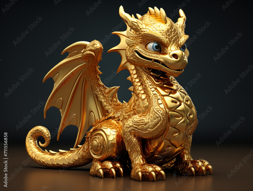 Fototapeta premium golden dragon statue