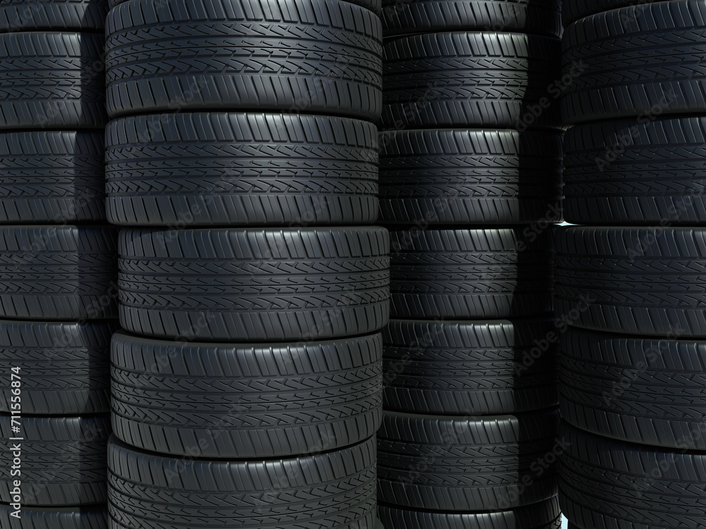 Obraz premium 3d render Automobile Tires (close-up) 