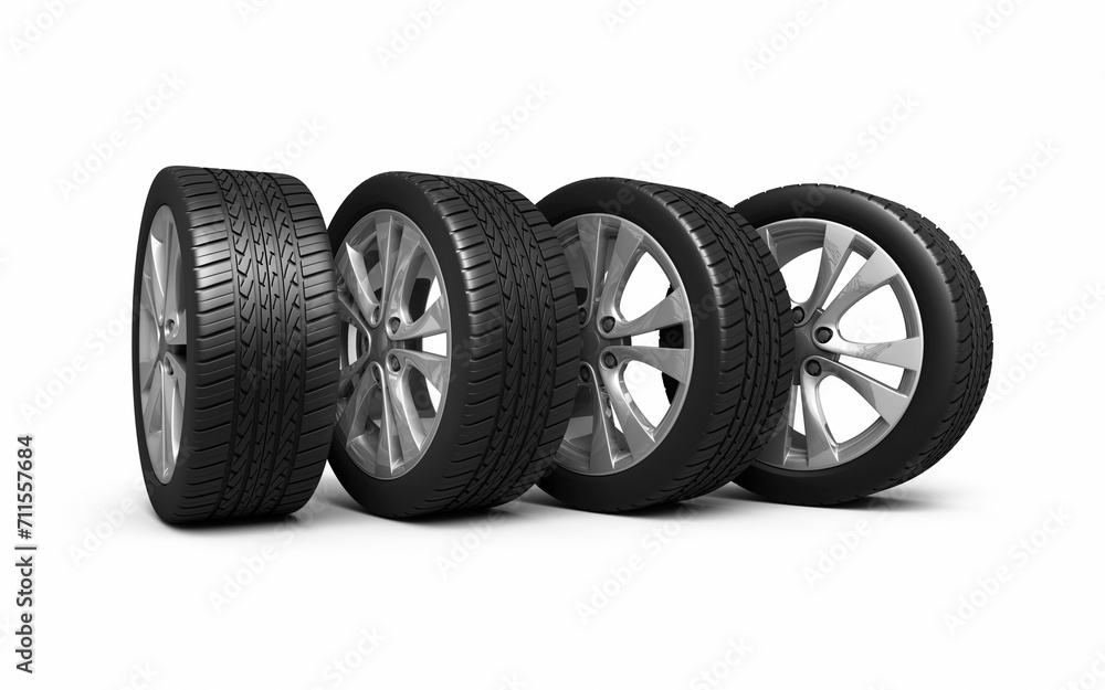 3d render Automobile Tires (clipping path)