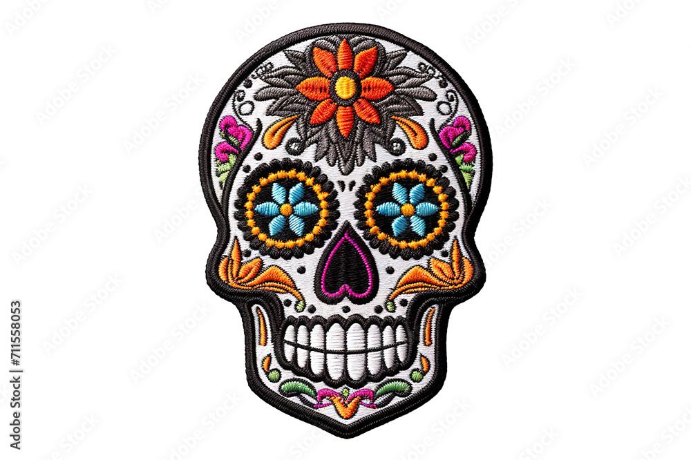 Hand drawn mexican sugar skull isolated on PNG Background. Generative Ai. Hand drawn mexican sugar skull isolated on PNG Background. Generative Ai.