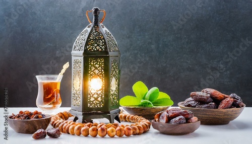 Divinely Lit: Ramadan Concept with Lantern, Arabian Lamp, and More