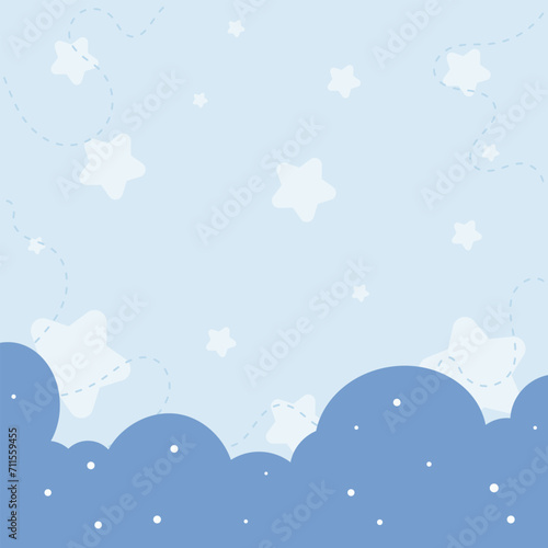 Fototapeta Naklejka Na Ścianę i Meble -  Cute Kawaii pastel soft blue star background