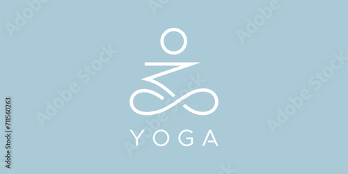 Fotografie, Obraz a graphic image with a yoga theme, on a blue background