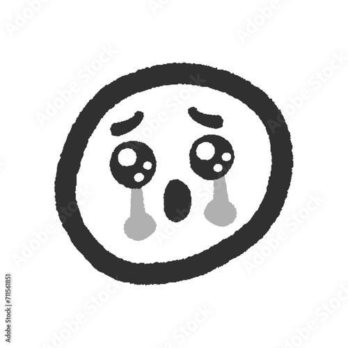 うるうるの目で涙を流す絵文字 - シンプルでかわいい手書きのぴえんな泣き顔のデザイン素材
