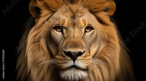 Majestic lion with piercing gaze  captured in stunning detail  isolated on black background