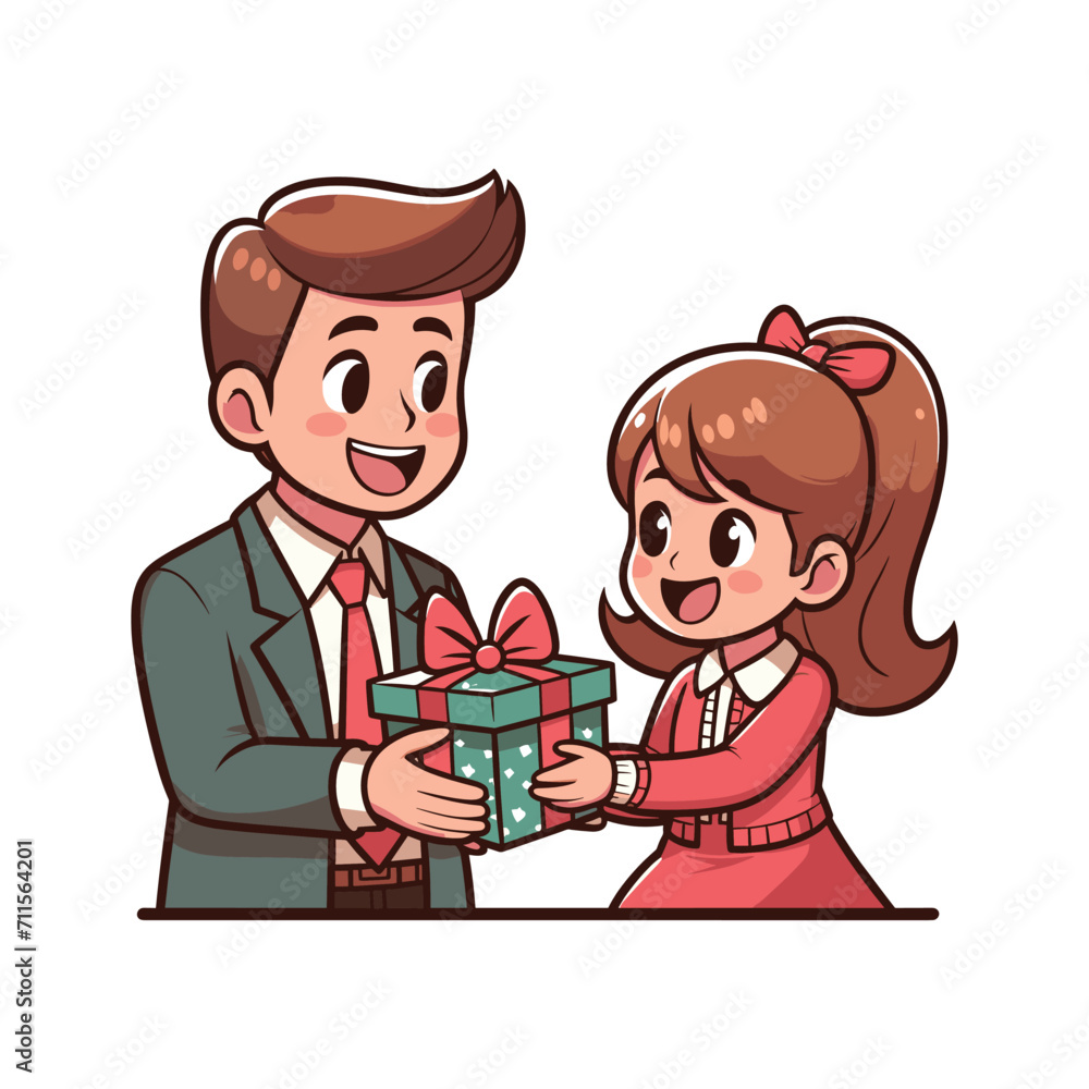 HAPPY COUPLE WITH GIFT ILLUSTRATION CARTOON VECTOR HAPPY COUPLE WITH GIFT ILLUSTRATION CARTOON VECTOR