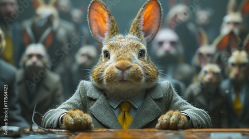 Rabbit wearing business suit. photo
