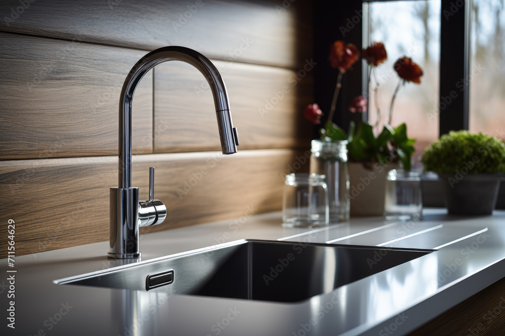 Water running from sink and faucet Water running from sink and faucet