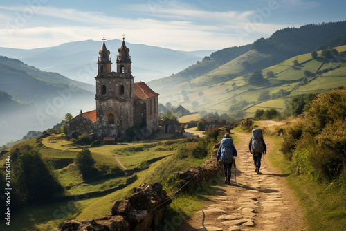 A pilgrimage along the historic Camino de Santiago trail, guiding spiritual seekers through picturesque landscapes and cultural encounters.