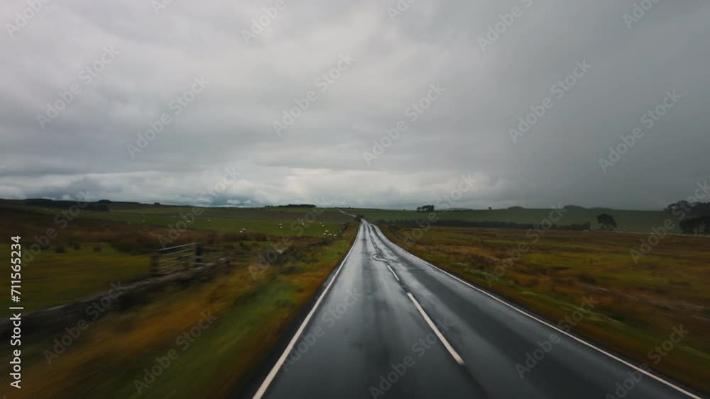 Countryside road First point of view Driving car Countryside road First point of view Driving car