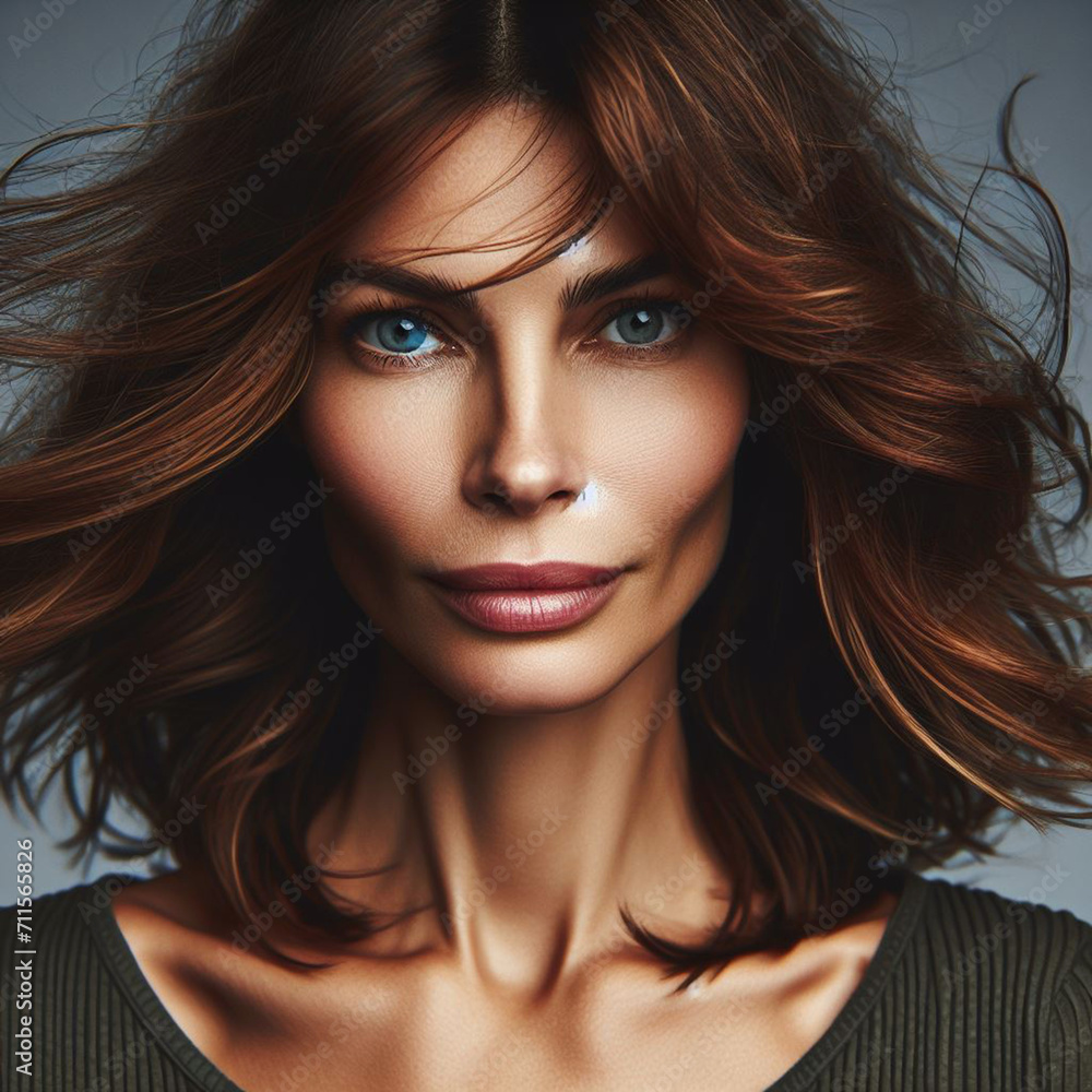 Beautiful model female face with long hair. Beautiful model female face with long hair.