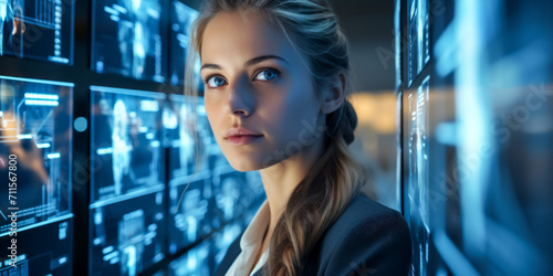Portrait of young beautiful female IT engineer