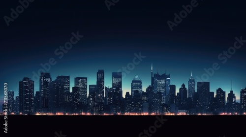 silhouette of skyscraper buildings in the city at night