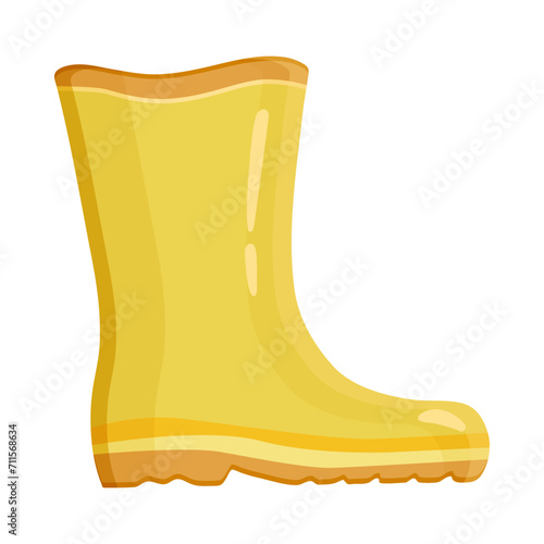 Yellow high rubber boot for gardening and gardening. Shoe vector illustration isolated on white background.