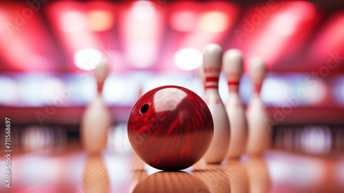 bowling ball and pins photo