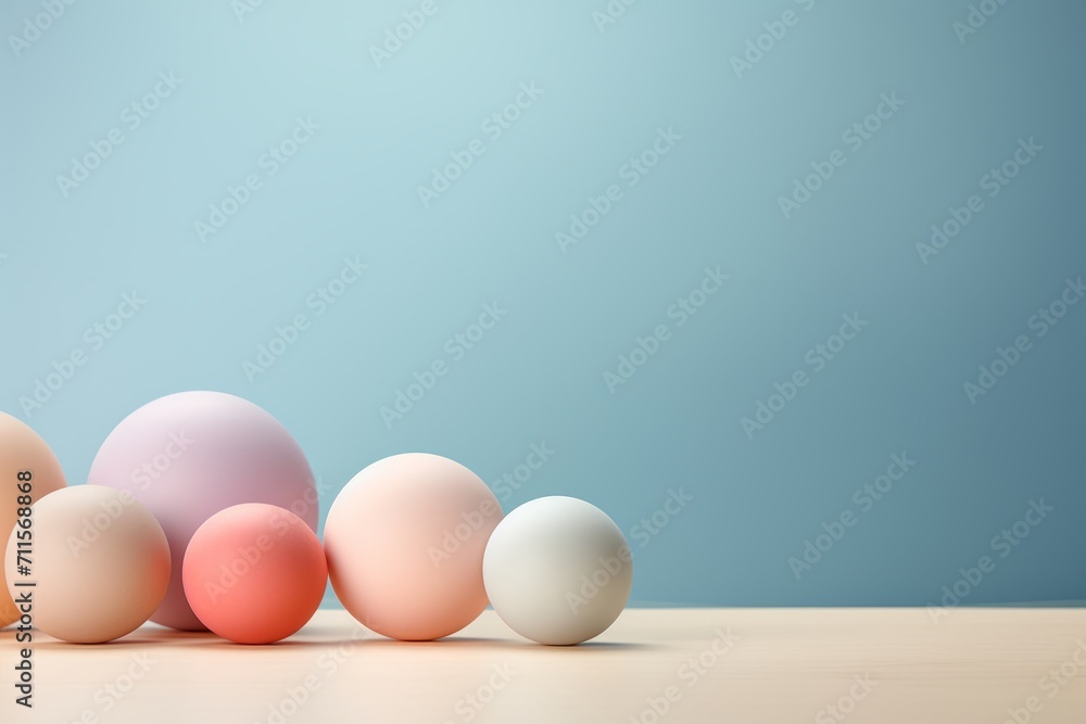 Bright abstract 3D balls in pastel colors with a place for text