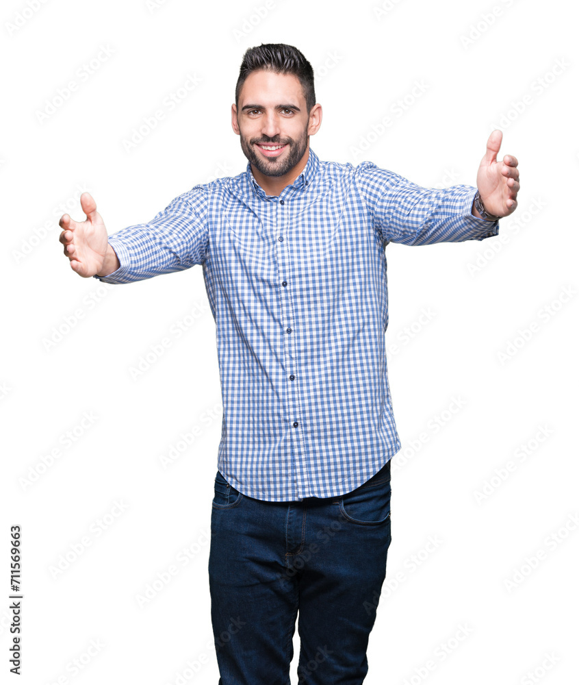 Young handsome man over isolated background looking at the camera smiling with open arms for hug. Cheerful expression embracing happiness. Young handsome man over isolated background looking at the camera smiling with open arms for hug. Cheerful expression embracing happiness.
