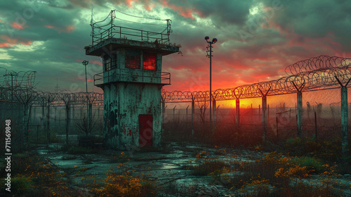 Prison watchtower.