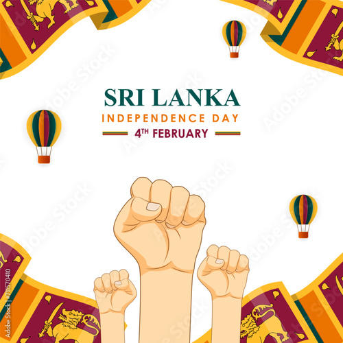 Vector illustration of Sri Lanka Independence Day social media feed template