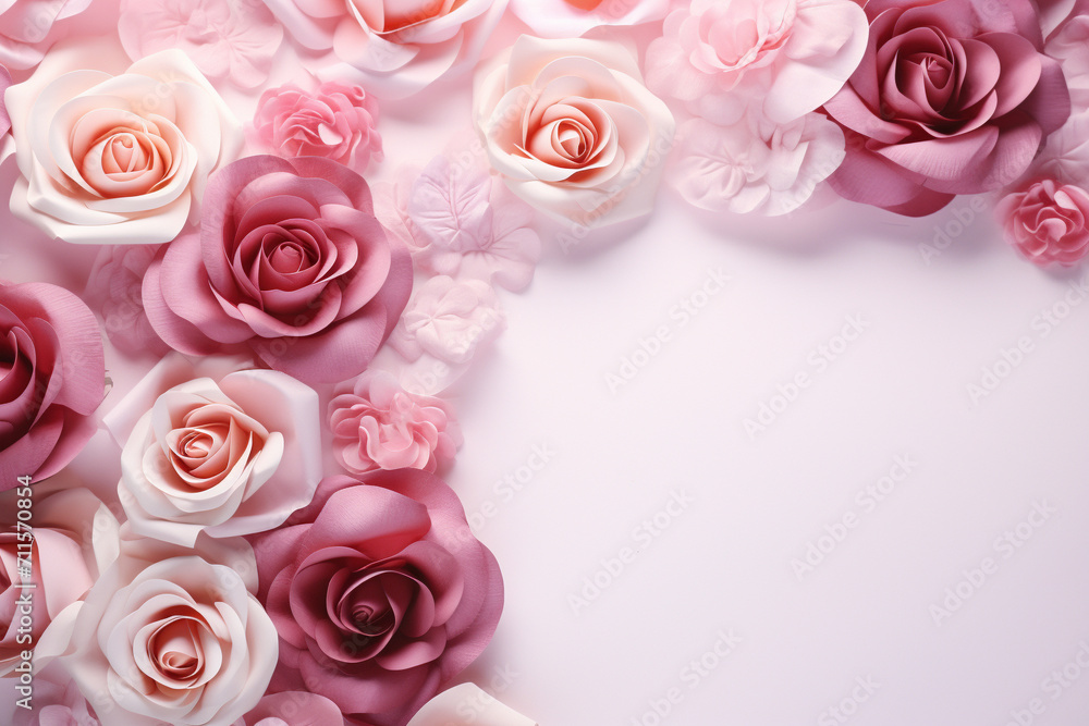roses on pink background with copy space roses on pink background with copy space
