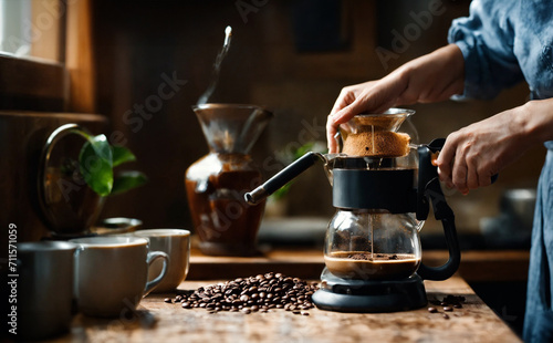 Coffee made with a modern espresso machine.