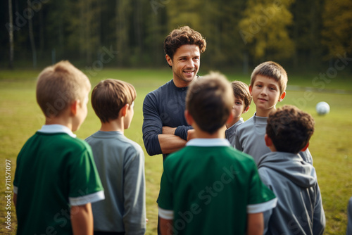 sports teacher with students 
