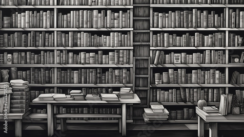 Rows of neat bookshelves