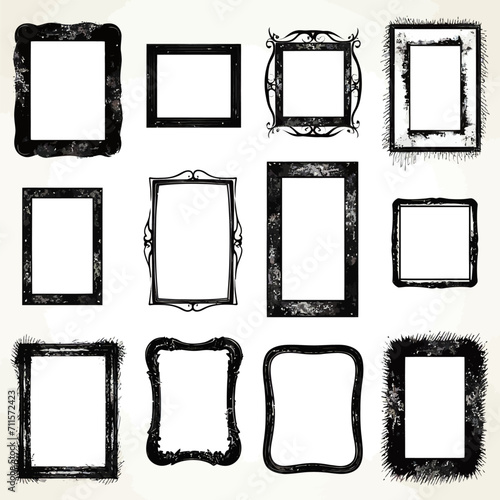 Grunge black vector box art on white background Generative Ai