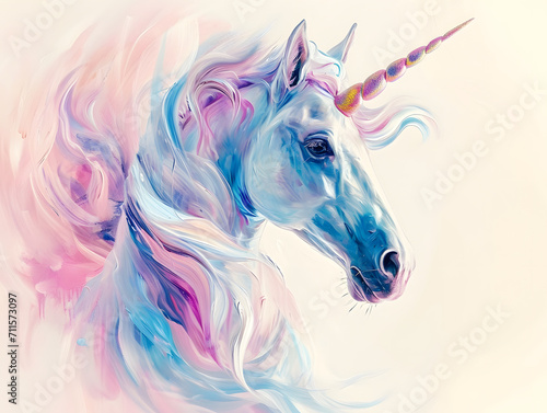 Fansy cute illustration of animal decoration, for baby, artwork, white background, painting, watercolour, unicorn 