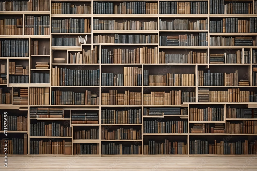 shelves with books, bookshelf background white view